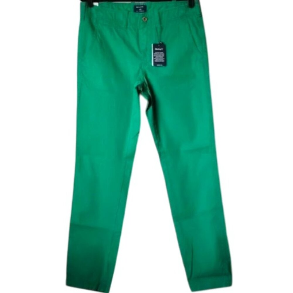 Gant Cotton Soho Low Waist Narrow Fit Broken-In Twill Chino Pants 32x34 Jade